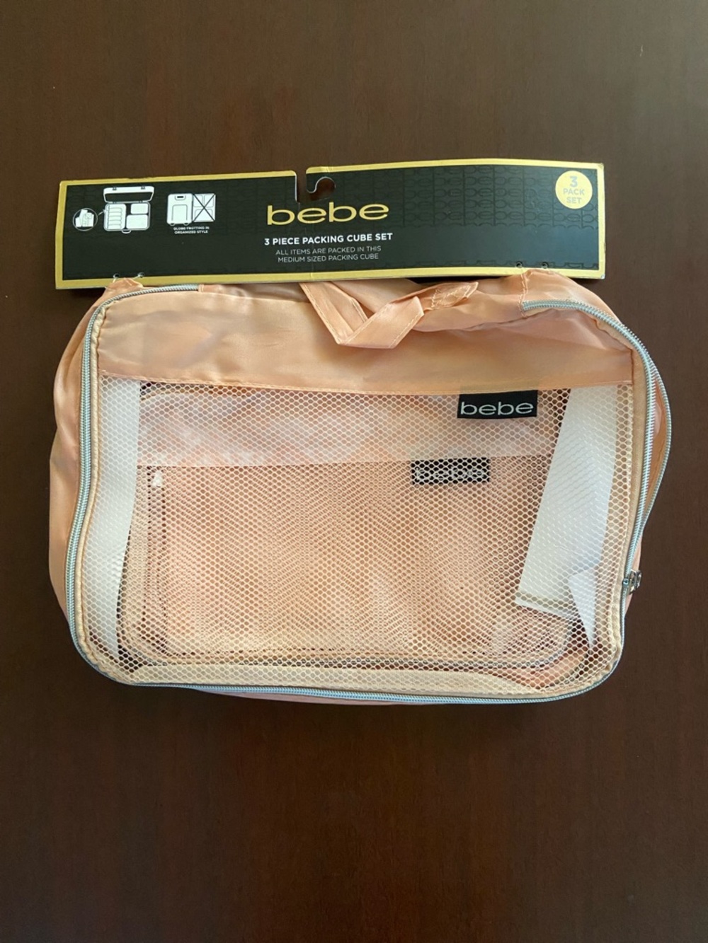 bebe 3-Piece Packing Cube Set - Peach Blush